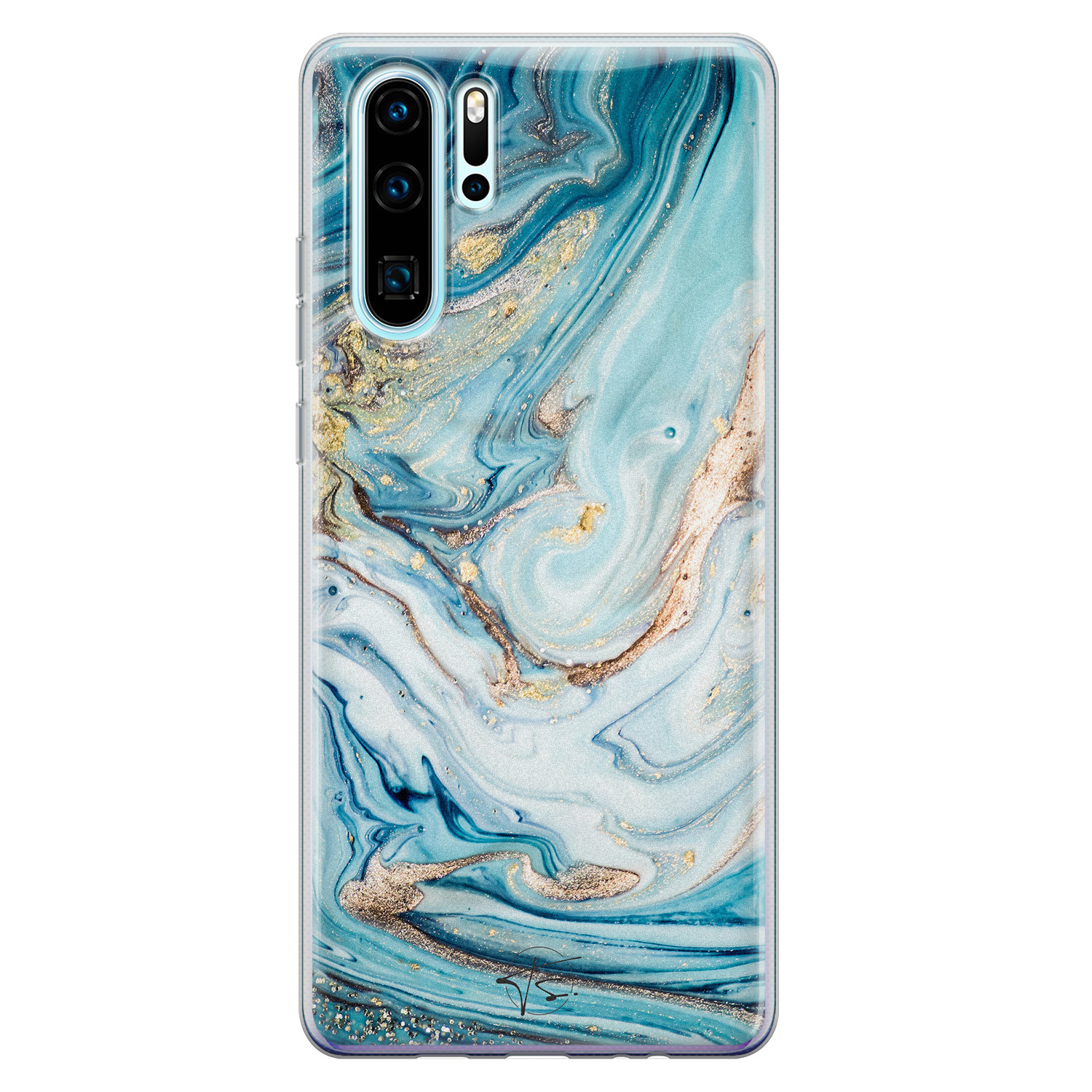 Telefoonhoesje Store Huawei P30 Pro siliconen hoesje - Marmer blauw goud