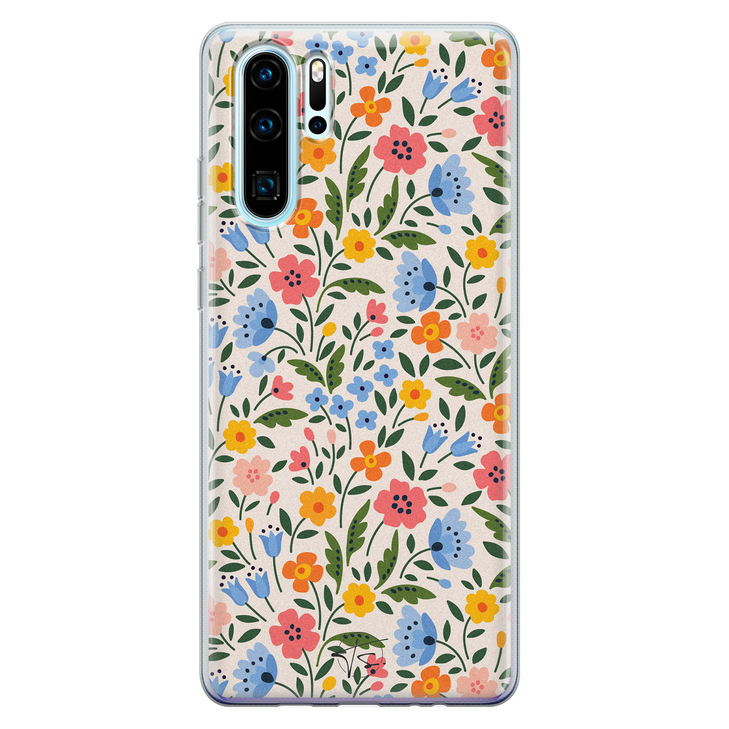 Telefoonhoesje Store Huawei P30 Pro siliconen hoesje - Romantische bloemen