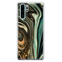 ELLECHIQ Huawei P30 Pro siliconen hoesje - Marble Khaki Swirl