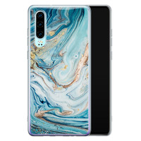 Telefoonhoesje Store Huawei P30 siliconen hoesje - Marmer blauw goud