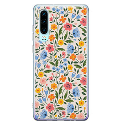 Telefoonhoesje Store Huawei P30 siliconen hoesje - Romantische bloemen