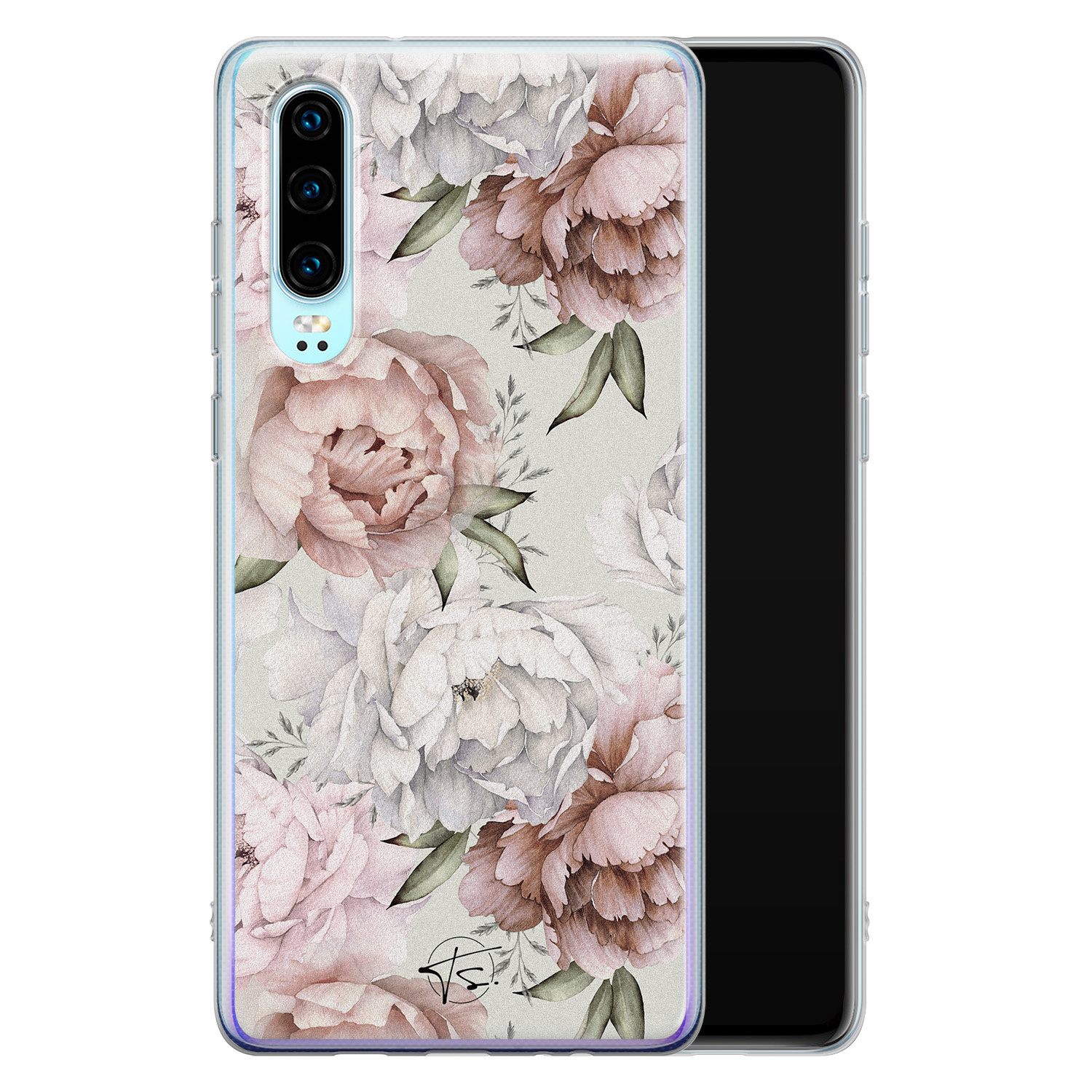 Telefoonhoesje Store Huawei P30 siliconen hoesje - Classy flowers