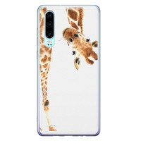 Leuke Telefoonhoesjes Huawei P30 siliconen hoesje - Giraffe peekaboo