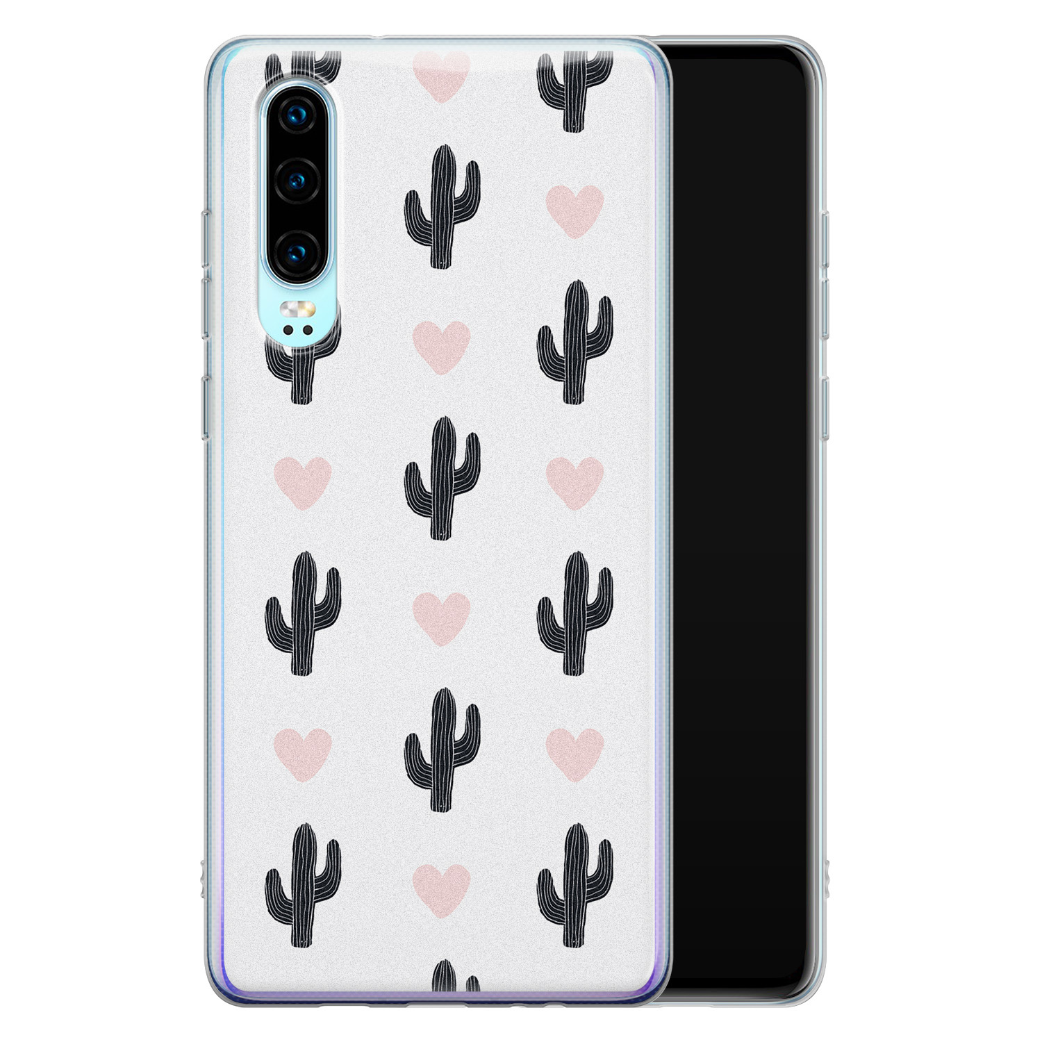 Leuke Telefoonhoesjes Huawei P30 siliconen hoesje - Cactus love