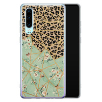 Leuke Telefoonhoesjes Huawei P30 siliconen hoesje - Luipaard flower print