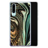 ELLECHIQ Huawei P30 siliconen hoesje - Marble Khaki Swirl