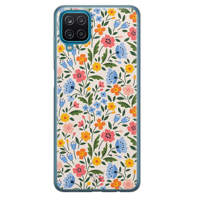 Telefoonhoesje Store Samsung Galaxy A12 siliconen hoesje - Romantische bloemen