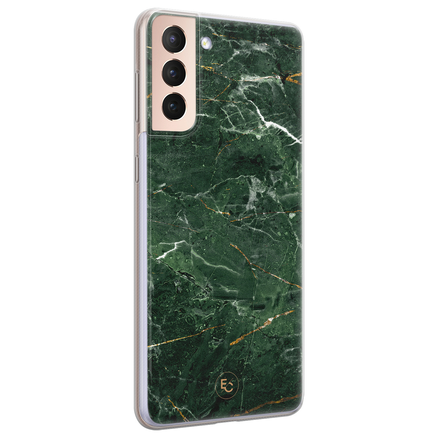 ELLECHIQ Samsung Galaxy S21 siliconen hoesje - Marble jade green