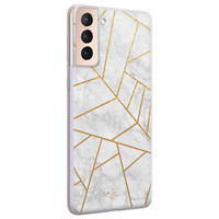 Telefoonhoesje Store Samsung Galaxy S21 siliconen hoesje - Geometrisch marmer