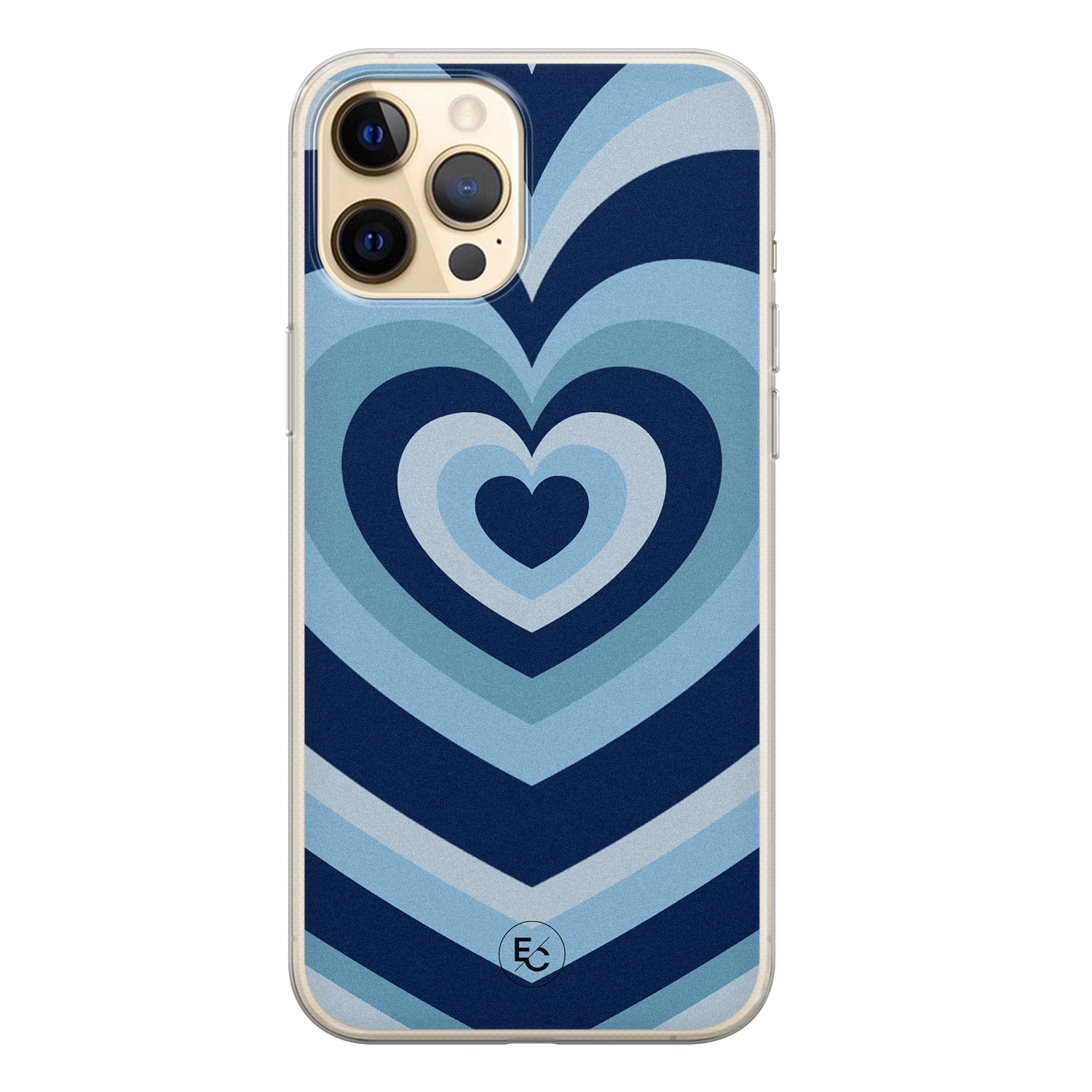 ELLECHIQ iPhone 12 siliconen hoesje - Hart blauw