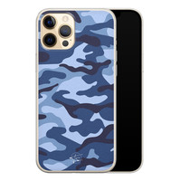 Telefoonhoesje Store iPhone 12 siliconen hoesje - Camouflage blauw