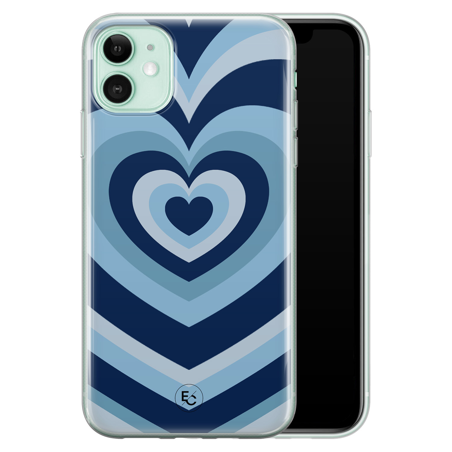 ELLECHIQ iPhone 11 siliconen hoesje - Hart blauw