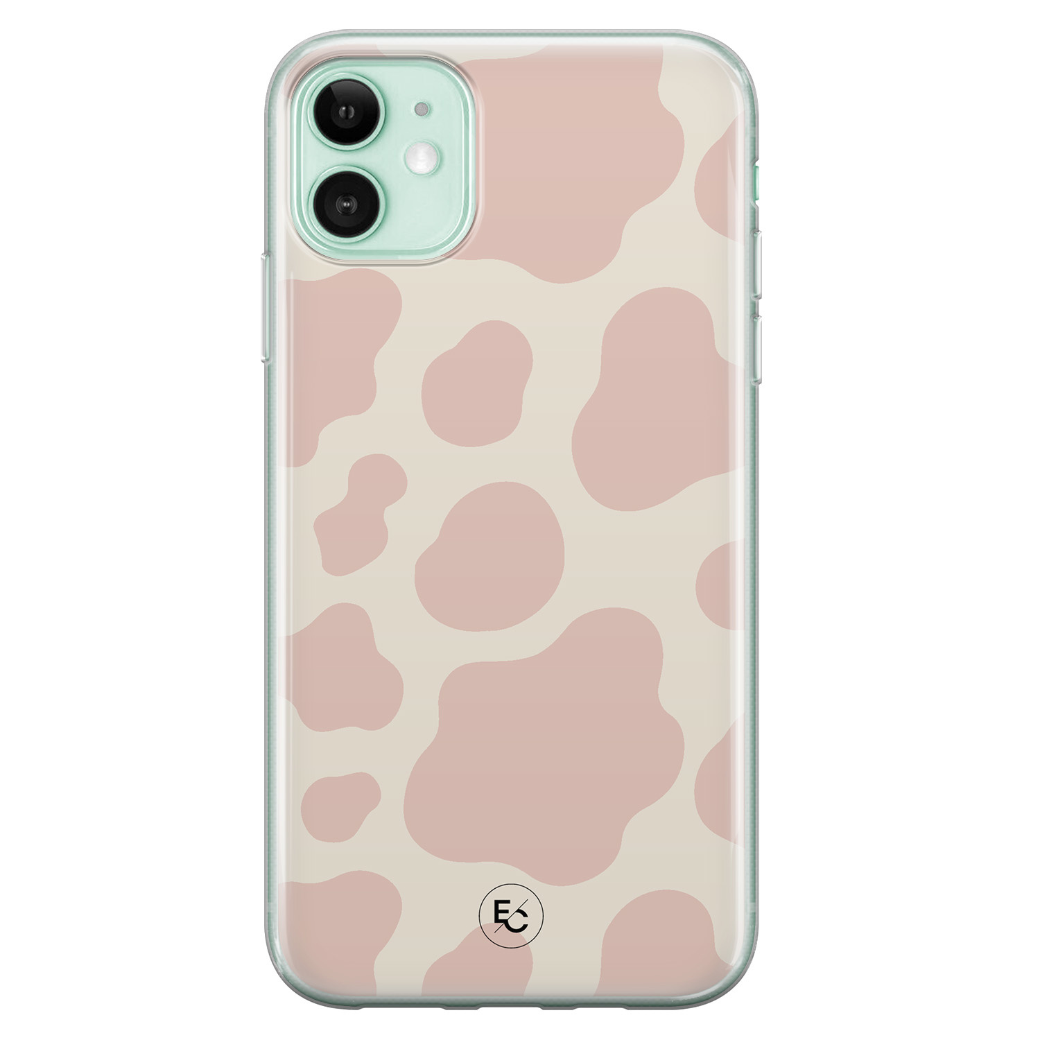 ELLECHIQ iPhone 11 siliconen hoesje - Koeienprint roze