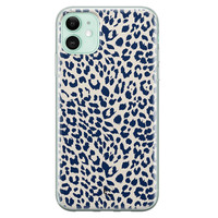 Telefoonhoesje Store iPhone 11 siliconen hoesje - Luipaard blauw