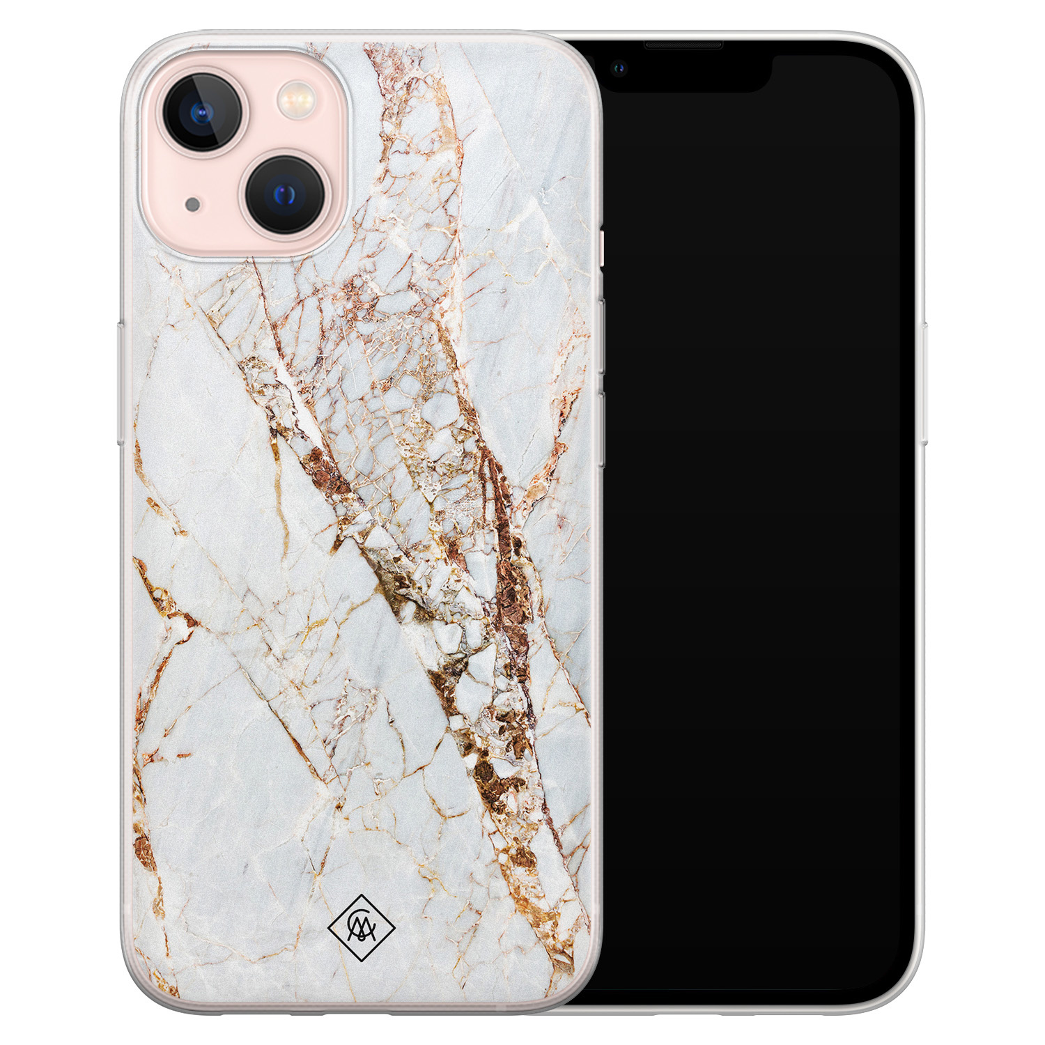 Casimoda iPhone 13 siliconen hoesje - Goud marmer