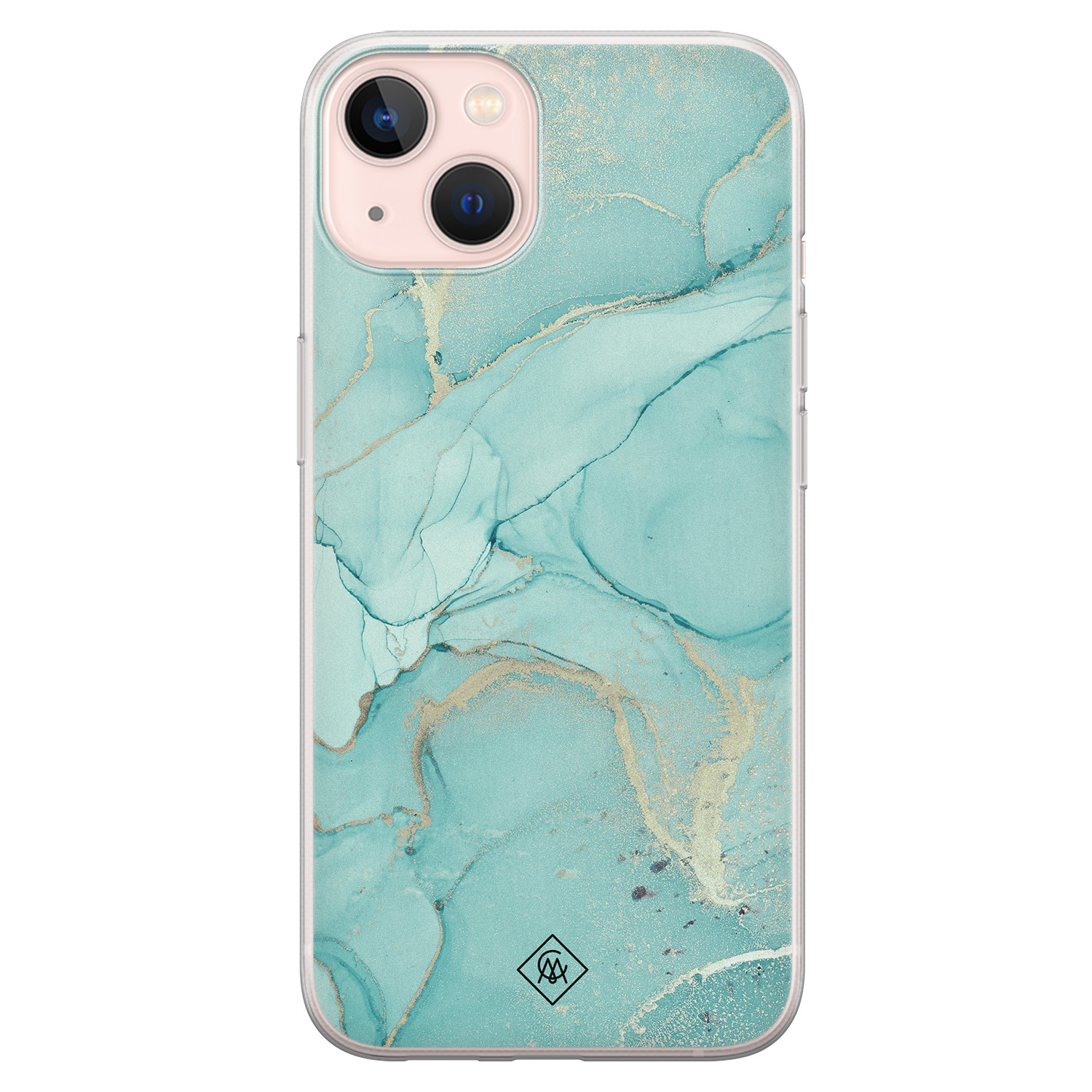 Casimoda iPhone 13 siliconen hoesje - Marmer mintgroen