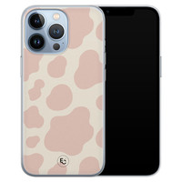 ELLECHIQ iPhone 13 Pro siliconen hoesje - Koeienprint roze