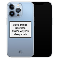 ELLECHIQ iPhone 13 Pro siliconen hoesje - Good things take time