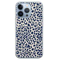 Telefoonhoesje Store iPhone 13 Pro siliconen hoesje - Luipaard blauw