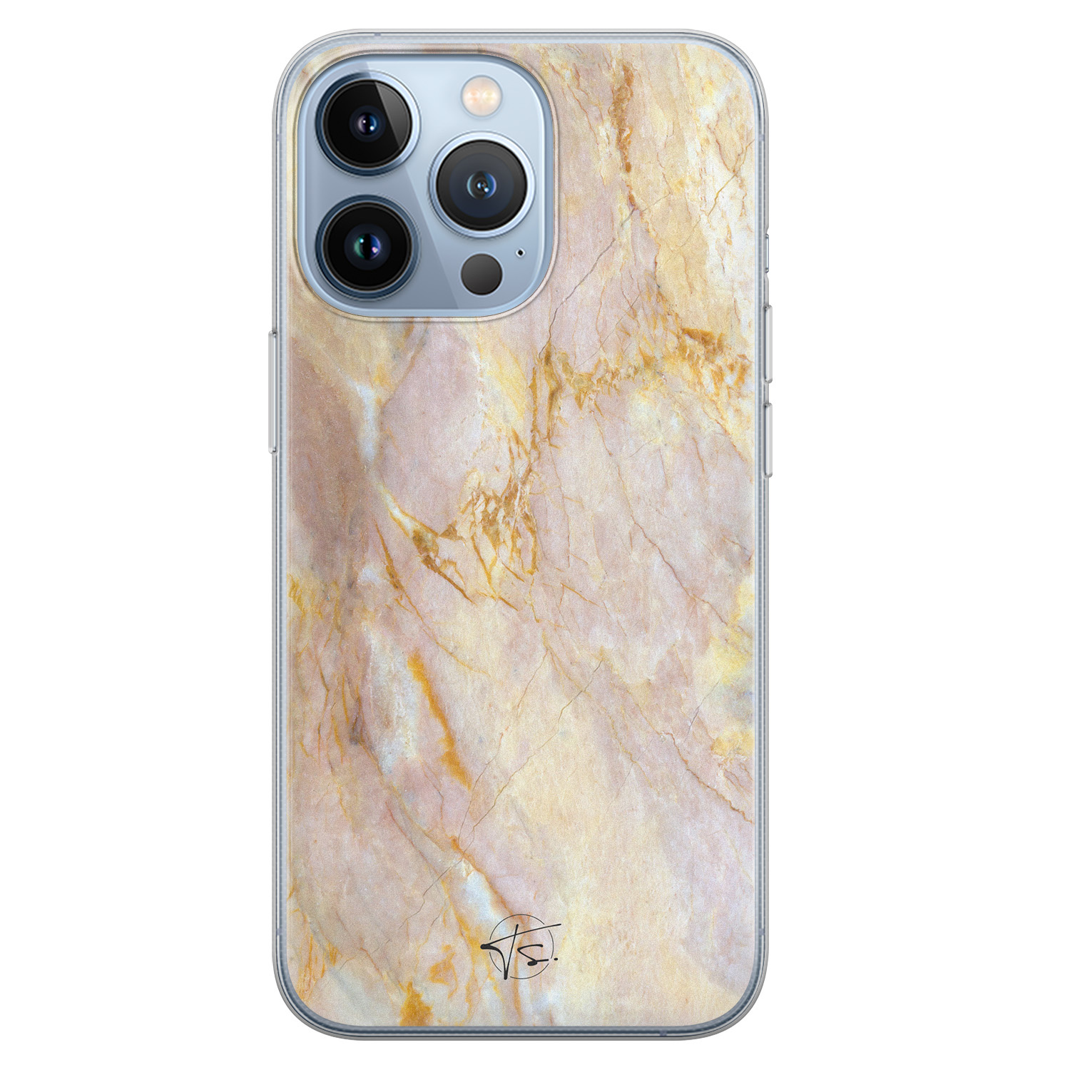 ELLECHIQ iPhone 13 Pro siliconen hoesje - Stay Golden Marble
