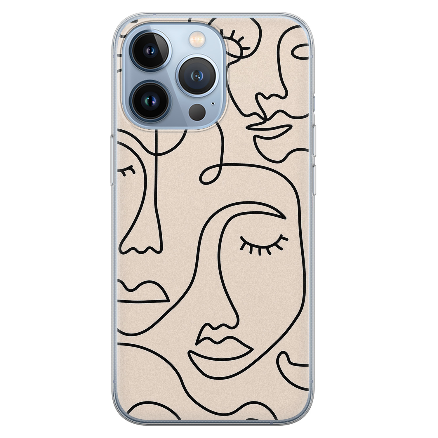 Leuke Telefoonhoesjes iPhone 13 Pro siliconen hoesje - Abstract gezicht lijnen
