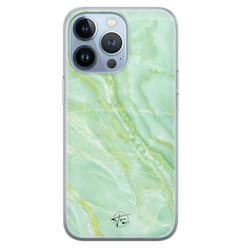 Telefoonhoesje Store iPhone 13 Pro siliconen hoesje - Marmer Limegroen