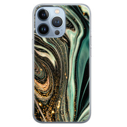 ELLECHIQ iPhone 13 Pro siliconen hoesje - Marble Khaki Swirl