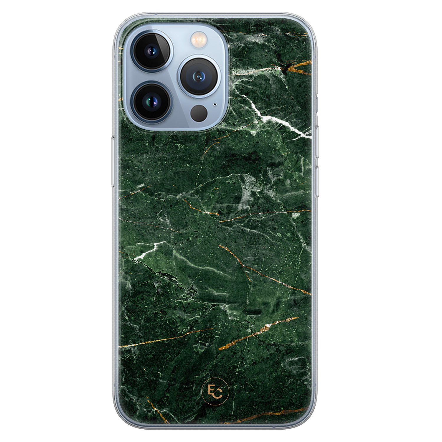 ELLECHIQ iPhone 13 Pro siliconen hoesje - Marble jade green