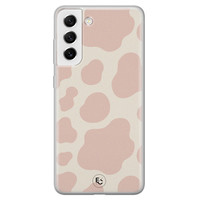 ELLECHIQ Samsung Galaxy S21 FE siliconen hoesje - Koeienprint roze