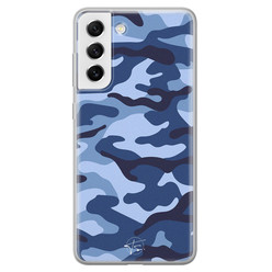 Telefoonhoesje Store Samsung Galaxy S21 FE siliconen hoesje - Camouflage blauw