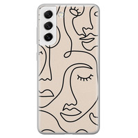 Leuke Telefoonhoesjes Samsung Galaxy S21 FE siliconen hoesje - Abstract gezicht lijnen