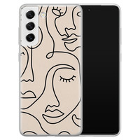 Leuke Telefoonhoesjes Samsung Galaxy S21 FE siliconen hoesje - Abstract gezicht lijnen