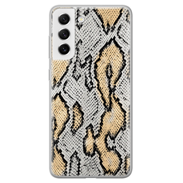 Telefoonhoesje Store Samsung Galaxy S21 FE siliconen hoesje - Slangenprint goud