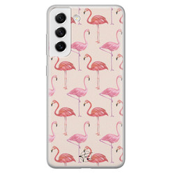 Telefoonhoesje Store Samsung Galaxy S21 FE siliconen hoesje - Flamingo