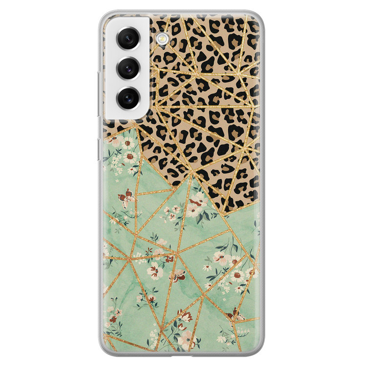 Leuke Telefoonhoesjes Samsung Galaxy S21 FE siliconen hoesje - Leo Flower