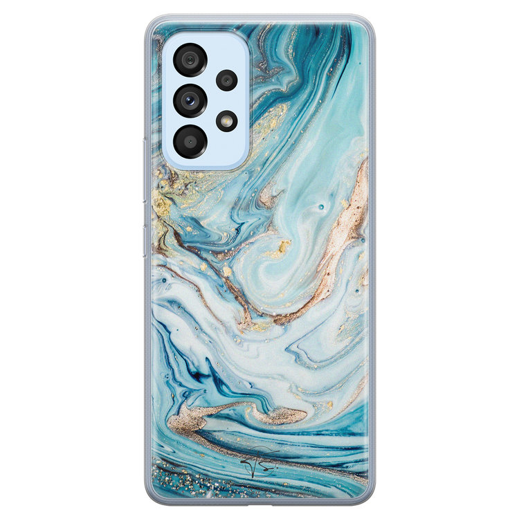 Telefoonhoesje Store Samsung Galaxy A53 siliconen hoesje - Marmer blauw goud