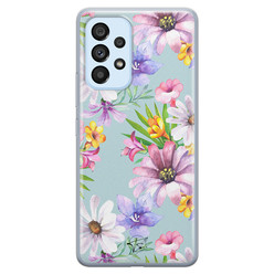 Telefoonhoesje Store Samsung Galaxy A53 siliconen hoesje - Mint bloemen