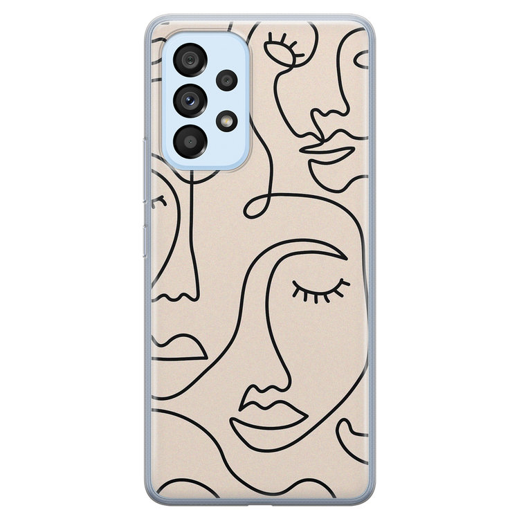 Leuke Telefoonhoesjes Samsung Galaxy A53 siliconen hoesje - Abstract gezicht lijnen