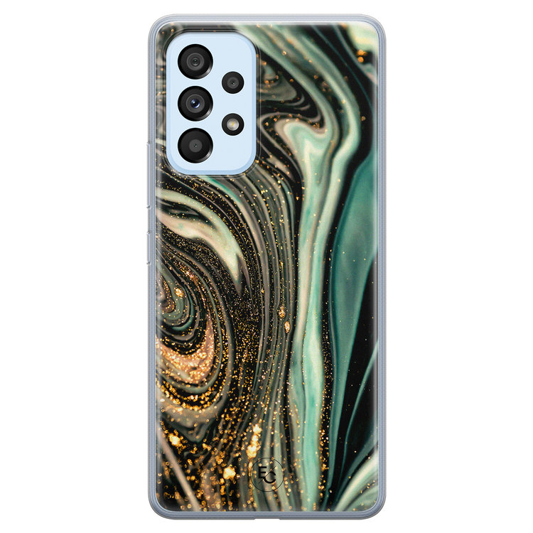 ELLECHIQ Samsung Galaxy A53 siliconen hoesje - Marble Khaki Swirl