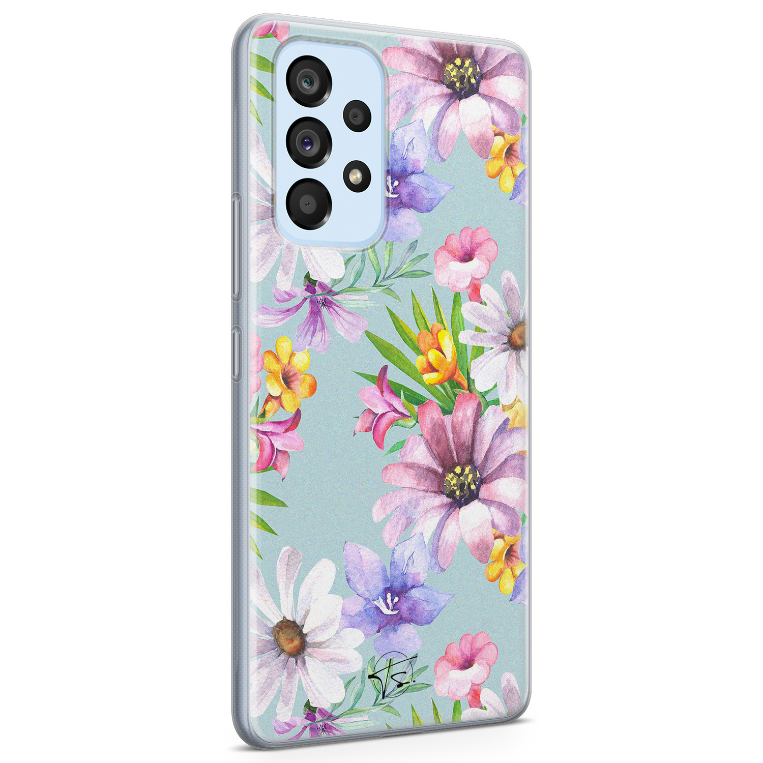 Telefoonhoesje Store Samsung Galaxy A33 siliconen hoesje - Mint bloemen