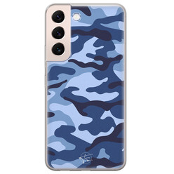 Telefoonhoesje Store Samsung Galaxy S22 siliconen hoesje - Camouflage blauw