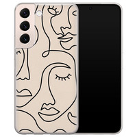 Leuke Telefoonhoesjes Samsung Galaxy S22 siliconen hoesje - Abstract gezicht lijnen