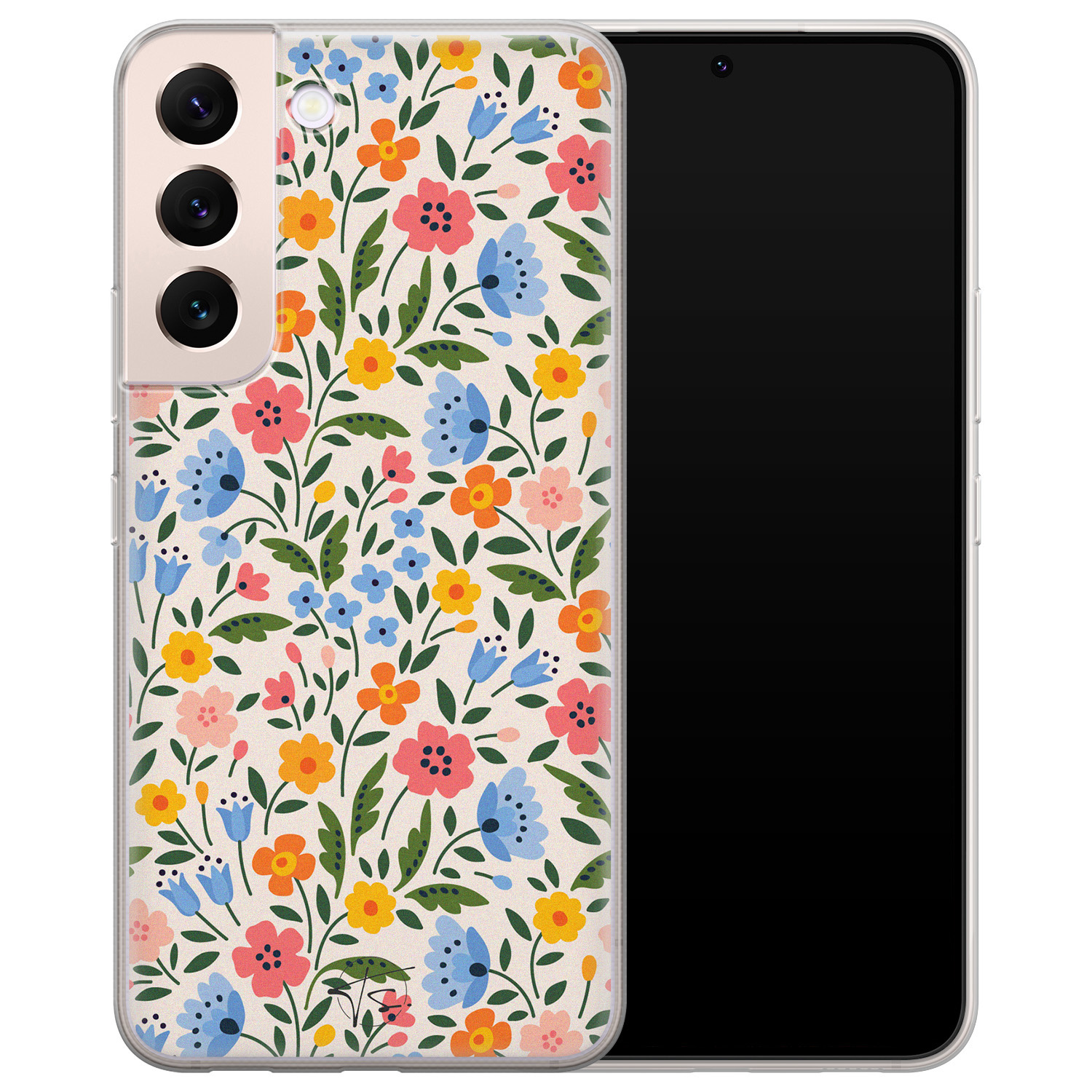 Telefoonhoesje Store Samsung Galaxy S22 Plus hoesje siliconen - Romantische bloemen