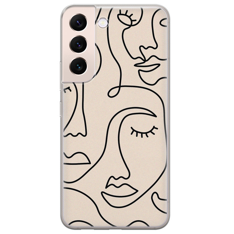 Leuke Telefoonhoesjes Samsung Galaxy S22 Plus hoesje siliconen - Abstract gezicht lijnen