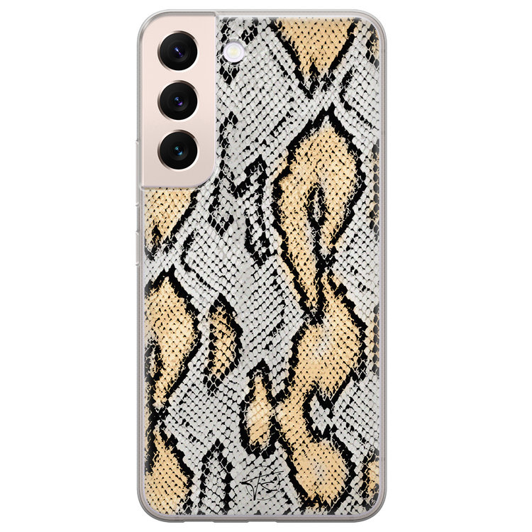 Telefoonhoesje Store Samsung Galaxy S22 Plus hoesje siliconen - Slangenprint goud