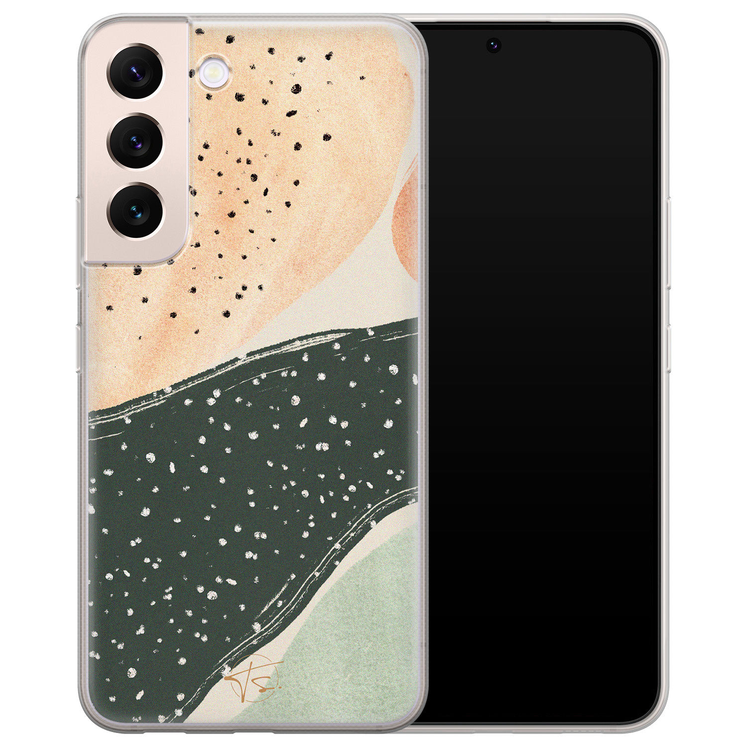 Telefoonhoesje Store Samsung Galaxy S22 Plus hoesje siliconen - Abstract peach