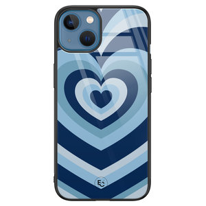ELLECHIQ iPhone 13 hoesje glas - Hart blauw