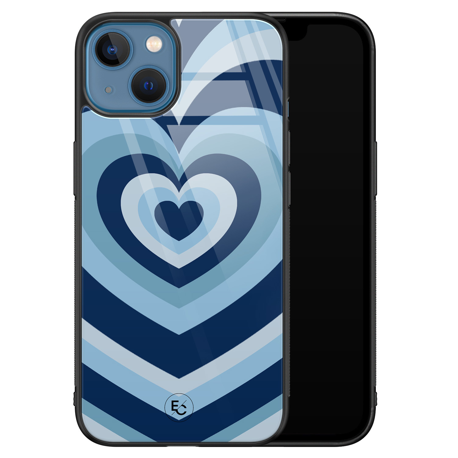 Rafflesia Arnoldi Boos Eindig ELLECHIQ iPhone 13 hoesje glas - Hart blauw - Telefoonhoesje Store