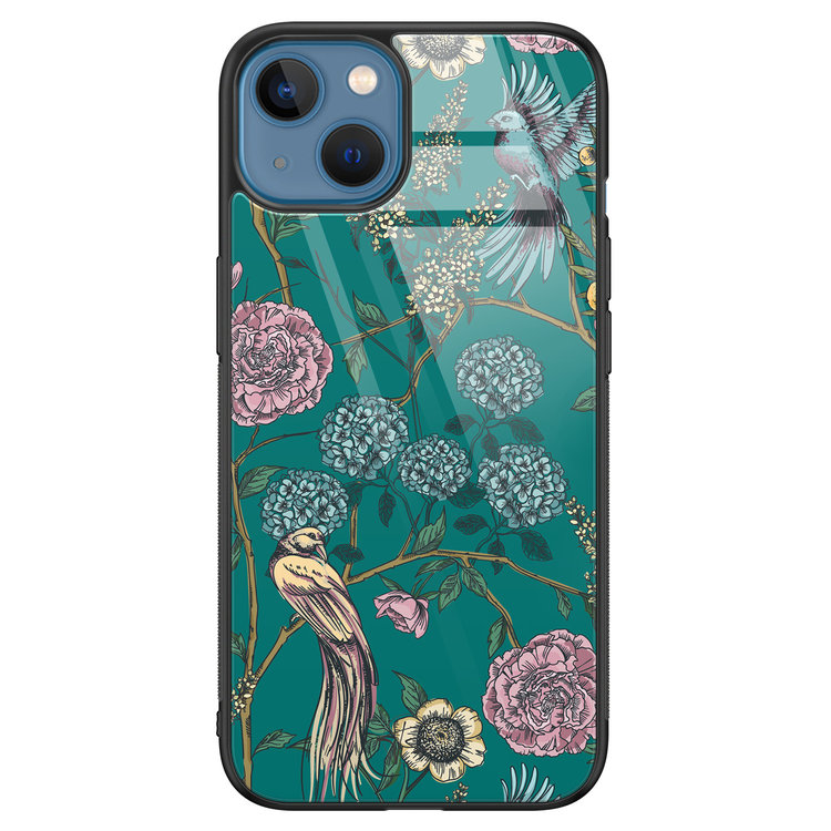 Telefoonhoesje Store iPhone 13 hoesje glas - Bloomy birds