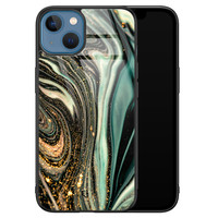Telefoonhoesje Store iPhone 13 hoesje glas - Marble Khaki Swirl